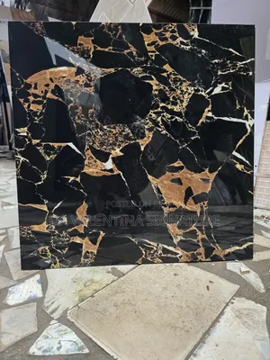 60x60 Super Polish Black and Gold Design Tiles