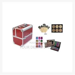 Box Professional Make Up Bo- Red Silver With Makeup Sets