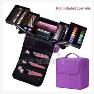 Professional Textile Vanity Make Up Box - Purple