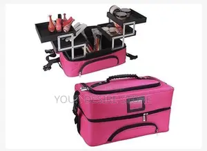 Makeup Box for Professionals With Black Handle- Pink
