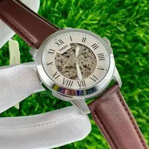 High Quality Luxury Automatic Fossil Leather Strap Wristwatches