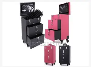 Professional Makeup Box With Trolley - Black or Pink