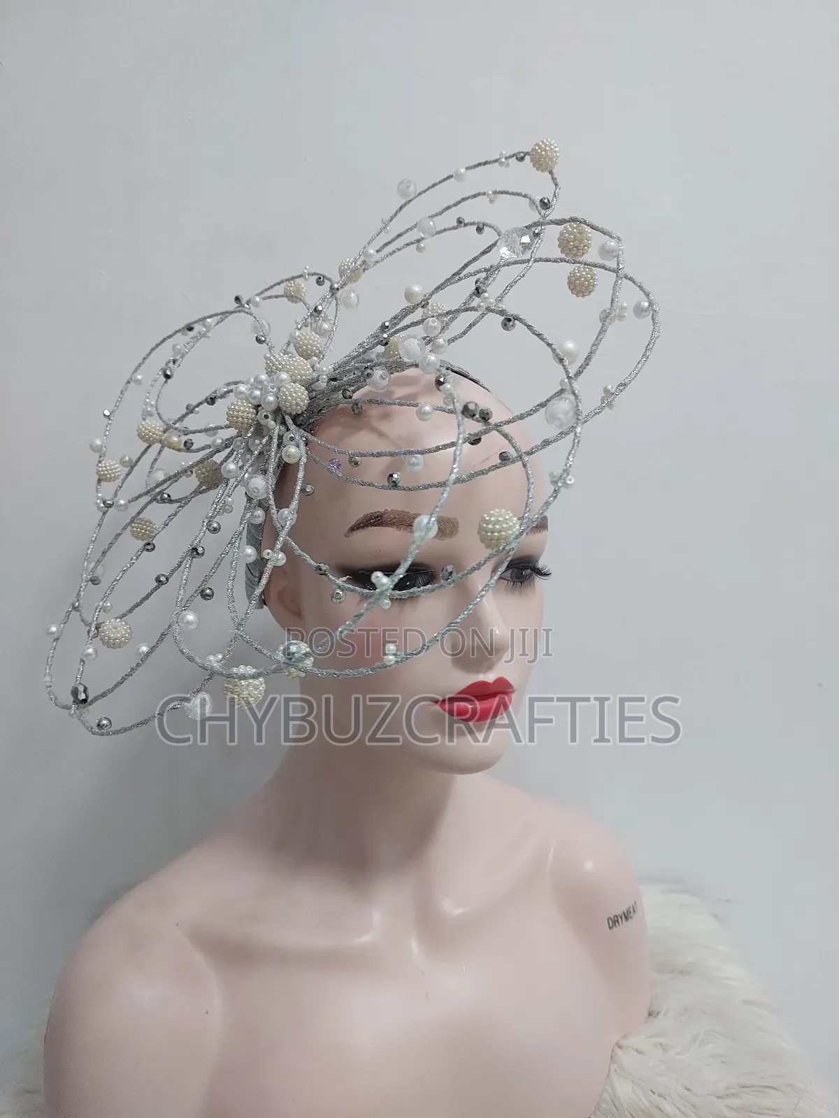 Silver Wire Beaded Facinator