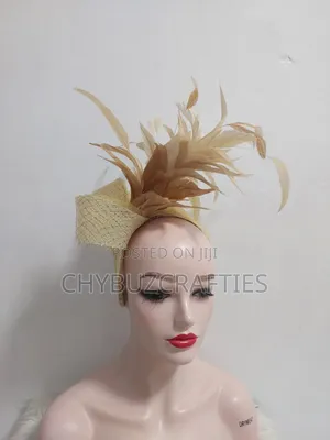 Gold Crinoline Feathers Facinator