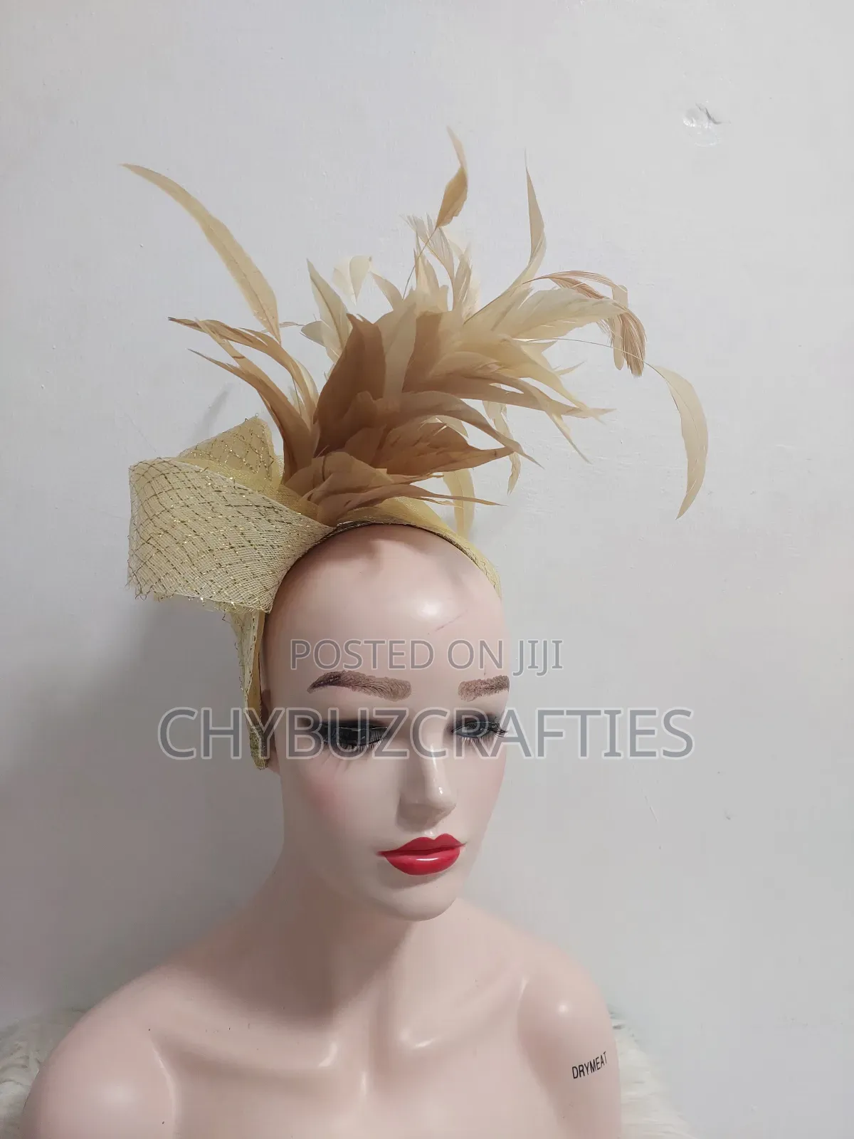 Gold Crinoline Feathers Facinator