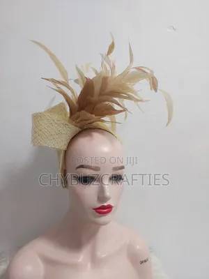 Gold Crinoline Feathers Facinator