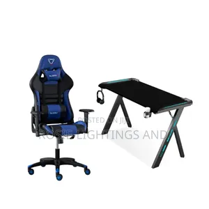 Blue Black Furgle Gaming Chair and Gaming Table With RGB Light