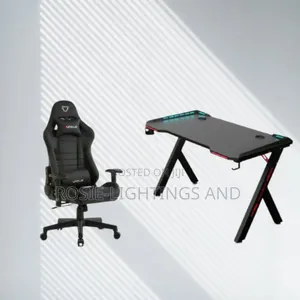 Full Black Furgle Gaming Chair Gaming Table With RGB Light Display
