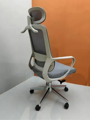 Simple Home Office Swivel Mesh Office Chair With Headrest - Gray