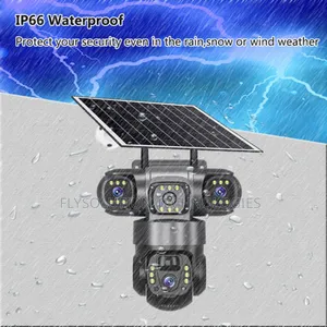 Triple 3 Lens View 4g Solar Surveillance Cameras Outdoor 360 Monitor