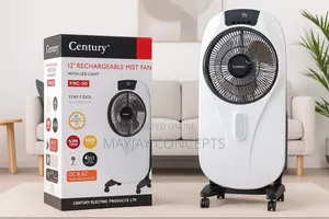 12" Century Ac/Dc Rechargeable Mist With Led Light-Support Solar Charg
