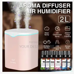 2l Double Spray Humidifiers Led Light + 6 Aromatherapy Oil