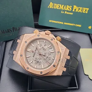 Original Audemars Piguet Black Genuine Leather Strap Watch in Store