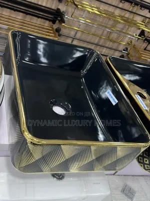 Gold and Black Design Countertop Wash Hand Basin