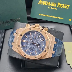 Original Audemars Piguet Blue Dial, Chronograph Genuine Leather Watch