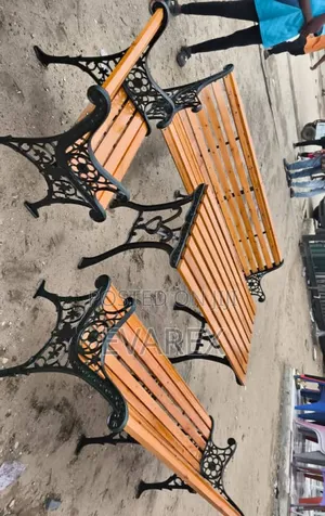 Outdoor 7 Seater Wrought Iron Bench Chairs With Table