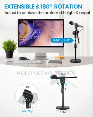 Adjustable Tabletop Round Bass Boom Microphone Desk Stand