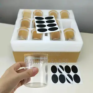 Glass Storage Jar With Stickers,Bamboo Lid