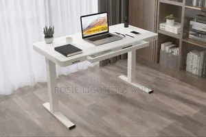 Glass Top Electric Adjustable Table With Charging Pad Usb Port