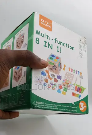 Wooden Kids Cube, 8-in-1 Set Multifunctional Toy Ages 3+