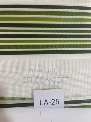 Day And Night Window Blind - Green Linen With Stripes
