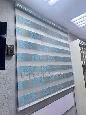 Big Black and White Window Blind - Simple Stylish Blue Design