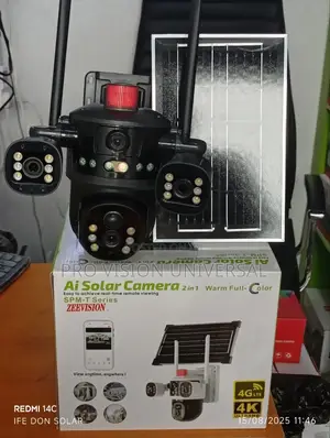 Solar Camera 2lens 3view V380 8mp It Uses Sim Card and Memory Card