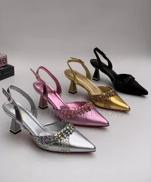 Women's Slingback Pointed-Toe Crystal Heel Sandals