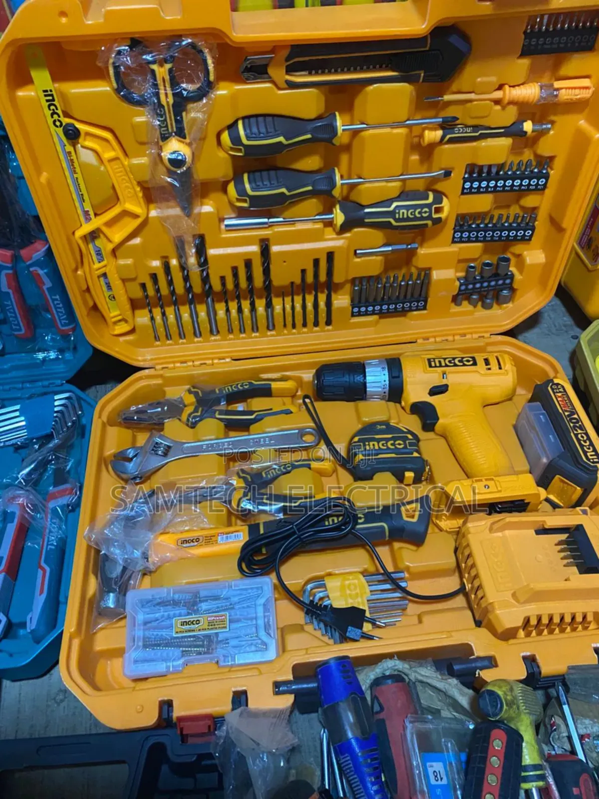 Ingco Tools Box Complete With Drill Machine and Extra Batteries