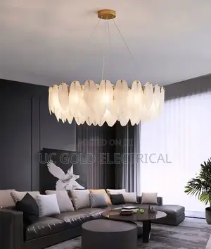 Modern Luxury Pendant Lights Feather Glass Gold E14 Metal Living Room