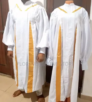Elegant White and Gold Church Robes for Rent