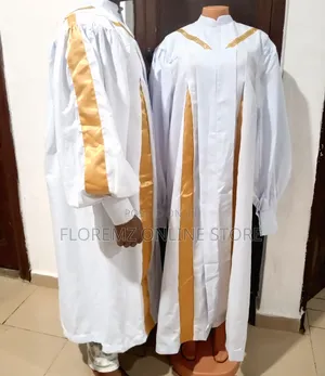 Elegant White and Gold Church Robes for Rent