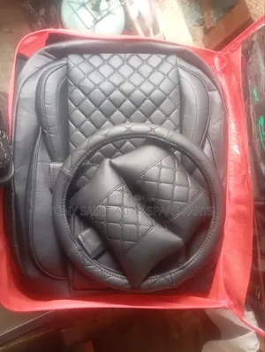 Universal Car Leather Seat Covers Pure Black Leather