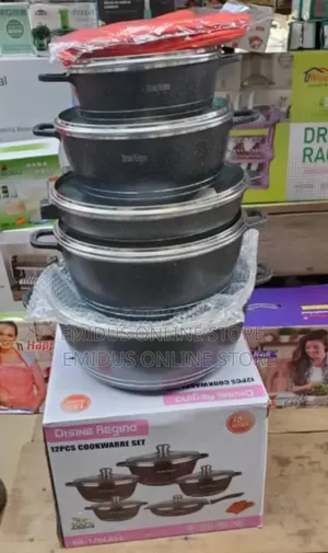 12pcs Disine Pot Granite With Glass Cover