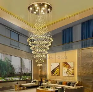 Modern Luxury Led Crystal Chandelier Lamp Stair Lights Droplight