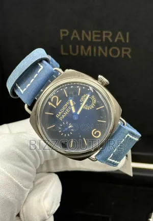 Original Panerai Luminor Blue Faux Leather Strap Watch