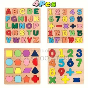 Montessori Wooden Upper Lowercase Alphabet, Shapes and Numbers Puzzl