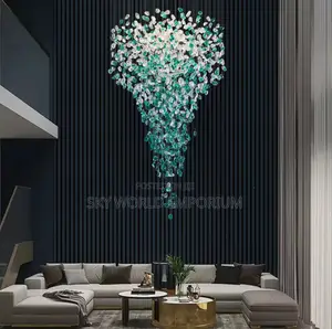 Luxury Large Blue Clear Crystal Stone Chandelier