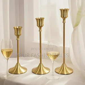 Elegant Gold Candle Stand Candle Holder ( Set of 3)