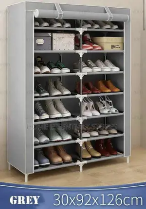 Double Pipe Shoe Rack With Fabric Cover