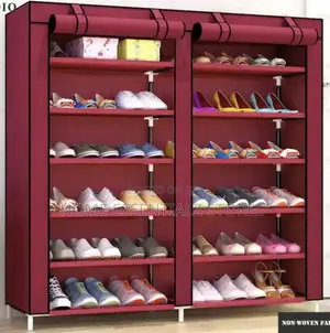Double Pipe Shoe Rack With Fabric Cover