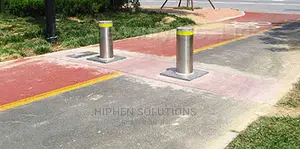 Steel Automatic Lit Electric Bollards Barrier Remote Control Led Light