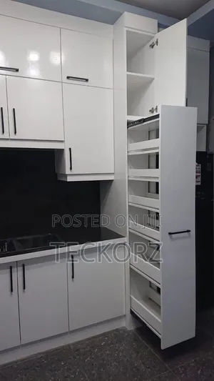 White Glossy Kitchen Cabinet With Pantry