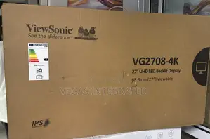 Viewsonic Vg2708-4k 27” 4k Uhd Monitor Hdr Dual Hdmi And Displayport