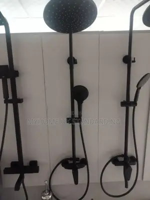 Pure England Quality Standing Shower Set Black and Chrome