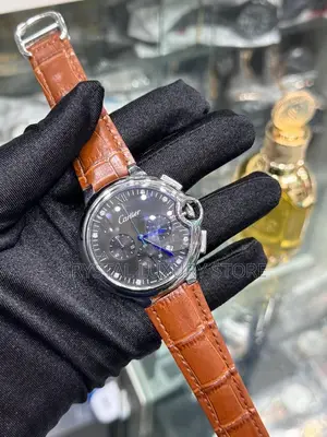 Cartier Quality Chronograph Genuine Leather Wristwatch