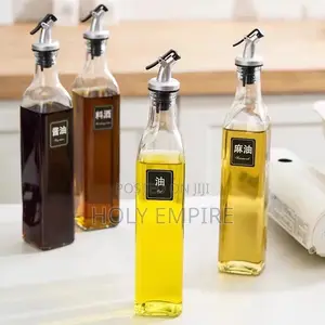 4pcs 250ml Clear Glass Olive Oil Bottle Kitchen Seasoning Soy Sauce