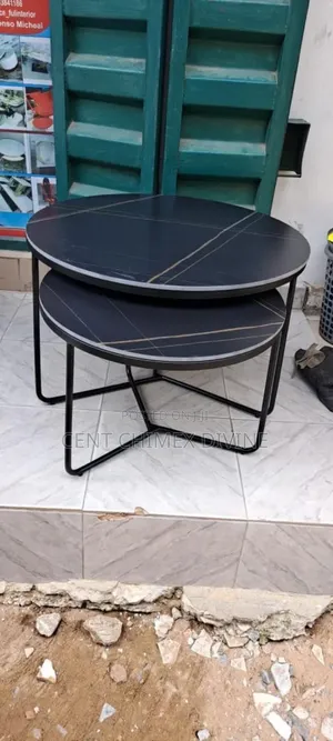 Black Marble Center Table With Iron Leg