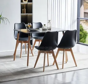 120*80 Wood Top Table With Cross Leg Chairs