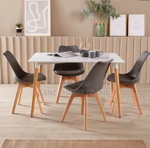 120*80 Wood Top Table With Cross Leg Chairs